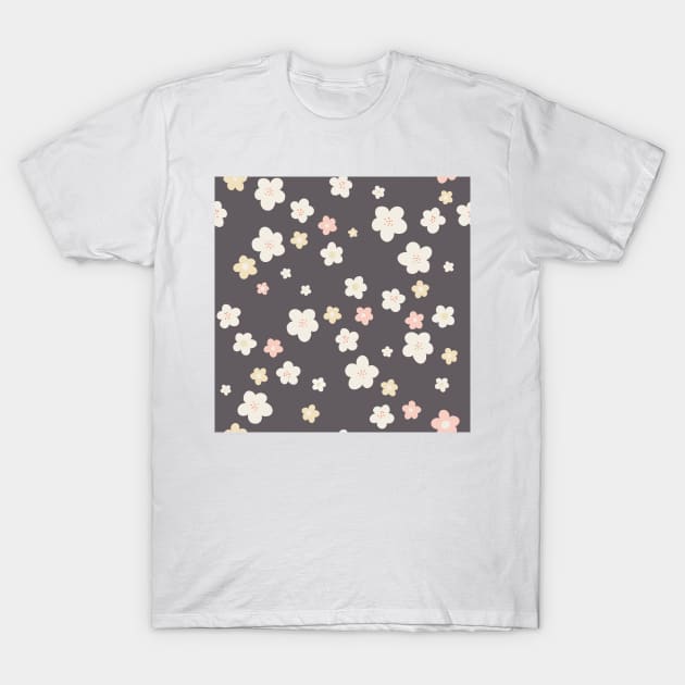 Pretty daisies repeat pattern print T-Shirt by NattyDesigns